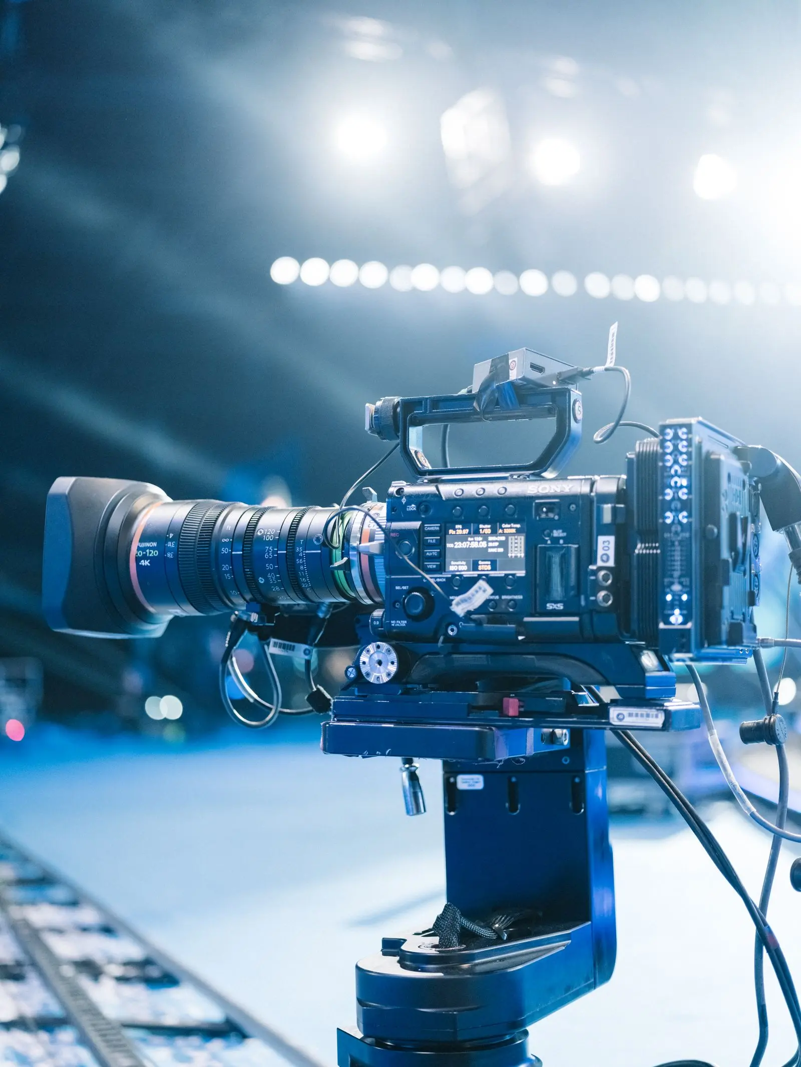 Professional cinema camera on a studio set used in ArcaneWiz AI training video production